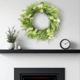 28" Green And White Fern Artificial Wreath