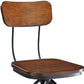 Brown and Black Solid Wood and Steel Adjustable Height Swivel Bar Chair
