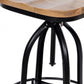 Brown and Black Solid Wood and Steel Counter Height Swivel Bar Chair