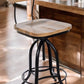 Brown and Black Solid Wood and Steel Counter Height Swivel Bar Chair