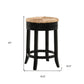 24" Natural And Black Rush And Solid Wood Backless Counter Height Swivel Bar Chair