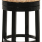 24" Natural And Black Rush And Solid Wood Backless Counter Height Swivel Bar Chair