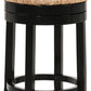24" Natural and Black Rush and Solid Wood Backless Counter Height Swivel Bar Chair