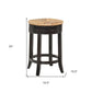 24" Natural And Espresso Rush And Solid Wood Backless Counter Height Swivel Bar Chair