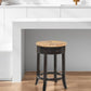 24" Natural and Espresso Rush and Solid Wood Backless Counter Height Swivel Bar Chair