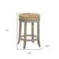 24" Natural and Gray Rush and Solid Wood Backless Counter Height Swivel Bar Chair