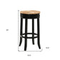 30" Natural And Black Rush And Solid Wood Backless Bar Height Swivel Bar Chair