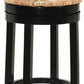 30" Natural And Black Rush And Solid Wood Backless Bar Height Swivel Bar Chair