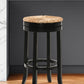 30" Natural And Black Solid Wood Swivel Backless Bar Height Bar Chair
