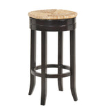 30" Natural and Espresso Rush and Solid Wood Backless Bar Height Swivel Bar Chair
