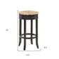 30" Natural And Espresso Rush And Solid Wood Backless Bar Height Swivel Bar Chair