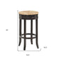 30" Natural and Espresso Rush and Solid Wood Backless Bar Height Swivel Bar Chair