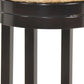 30" Natural And Espresso Rush And Solid Wood Backless Bar Height Swivel Bar Chair