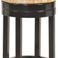 30" Natural And Espresso Rush And Solid Wood Backless Bar Height Swivel Bar Chair