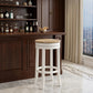 30" Natural And Antiqued White Solid Wood Swivel Backless Bar Height Bar Chair