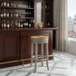 30" Natural And Gray Solid Wood Swivel Backless Bar Height Bar Chair