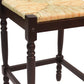 24" Natural And Espresso Rush And Solid Wood Backless Counter Height Bar Chair
