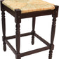 24" Natural And Espresso Rush And Solid Wood Backless Counter Height Bar Chair