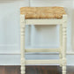 24" Natural And Antiqued White Solid Wood Backless Counter Height Bar Chair
