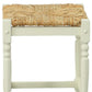 24" Natural And Antiqued White Rush And Solid Wood Backless Counter Height Bar Chair