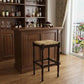 29" Natural and Espresso Wicker and Solid Wood Backless Bar Height Bar Chair