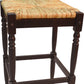 29" Natural and Espresso Wicker and Solid Wood Backless Bar Height Bar Chair