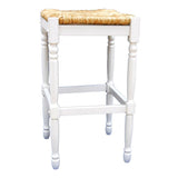 29" Natural And Antiqued White Solid Wood Backless Bar Height Bar Chair