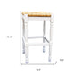 29" Natural And Antiqued White Solid Wood Backless Bar Height Bar Chair