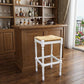 29" Natural And Antiqued White Solid Wood Backless Bar Height Bar Chair