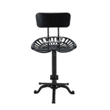 37" Black Iron Low Back Bar Height Bar Chair