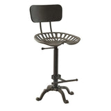Gray Iron Low Back Adjustable Height Bar Chair