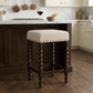 24" Cream And Espresso Solid Wood Backless Counter Height Bar Chair