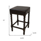 24" Black And Espresso Faux Leather And Fabric And Solid Wood Backless Counter Height Bar Chair