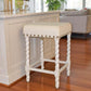 24" Cream And White Solid Wood Backless Counter Height Bar Chair