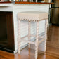 30" Cream And Vanilla Linen Upholstered Solid Wood Backless Bar Chair