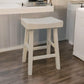 25" Antiqued White Solid Wood Backless Counter Height Bar Chair