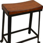 24" Chestnut And Black Solid Wood And Steel Backless Counter Height Bar Chair