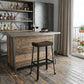 30" Chestnut And Black Steel Backless Bar Height Bar Chair