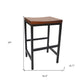 24" Chestnut And Black Solid Wood And Steel Backless Counter Height Bar Chair