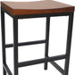 24" Chestnut And Black Solid Wood And Steel Backless Counter Height Bar Chair