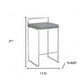 31" Gray And Silver Faux Leather And Solid Wood Backless Bar Height Bar Chair