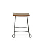Set of Two 25" Chestnut and Black Solid Wood and Steel Backless Counter Height Bar Chairs