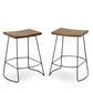 Set of Two 25" Chestnut and Black Solid Wood and Steel Backless Counter Height Bar Chairs