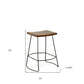 Set of Two 25" Chestnut and Black Solid Wood and Steel Backless Counter Height Bar Chairs