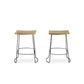 Set of Two 25" Natural and Black Solid Wood and Steel Backless Counter Height Bar Chairs