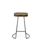 Set of Two 25" Chestnut and Black Solid Wood and Steel Backless Counter Height Bar Chairs