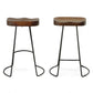 Set of Two 25" Chestnut and Black Solid Wood and Steel Backless Counter Height Bar Chairs