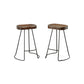 Set of Two 25" Chestnut and Black Solid Wood and Steel Backless Counter Height Bar Chairs