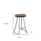 Set of Two 25" Chestnut and Black Solid Wood and Steel Backless Counter Height Bar Chairs