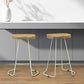 Set of Two 25" Natural and White Solid Wood and Steel Backless Counter Height Bar Chairs